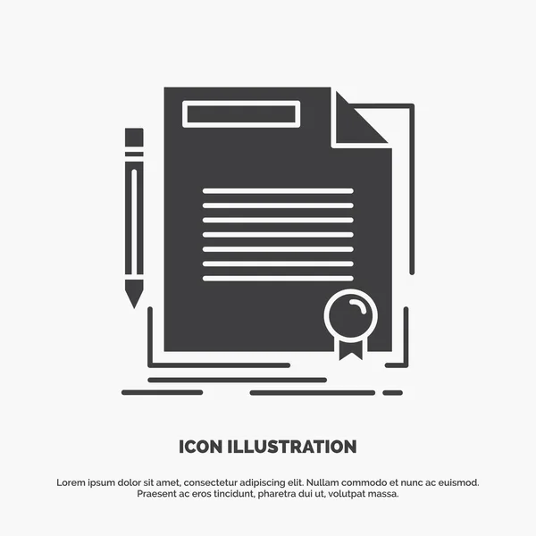 Agreement Contract Deal Document Paper Icon Glyph Vector Gray Symbol — Stock Vector