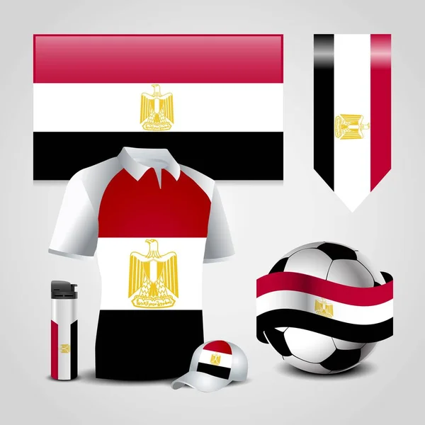 Vlag Van Egypte Land Plaats Shirt Lichter Voetbal Voetbal Sport — Stockvector