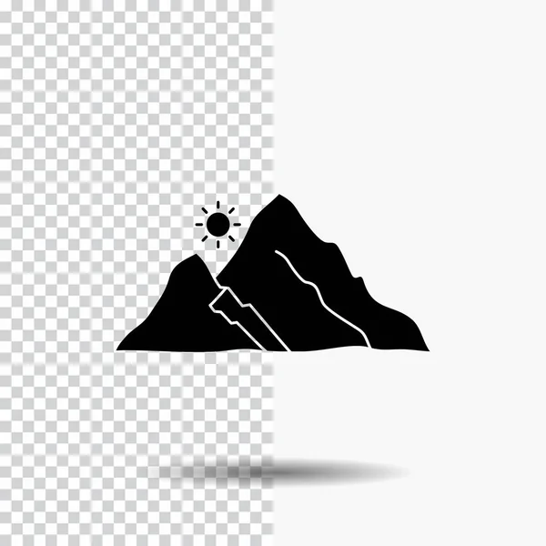 Гора Краєвид Пагорб Природа Гліфів Значок Прозорим Фоном Чорний Значок — стоковий вектор