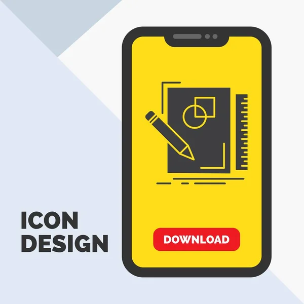 Sketch Sketching Design Draw Geometry Glyph Icon Mobile Download Page — Stock Vector