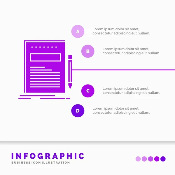 Business Document File Paper Presentation Infographics Template Website Presentation Glyph — Stock Vector