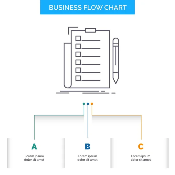 Экспертиза Чеклист Проверка Список Документ Business Flow Chart Design Шага — стоковый вектор