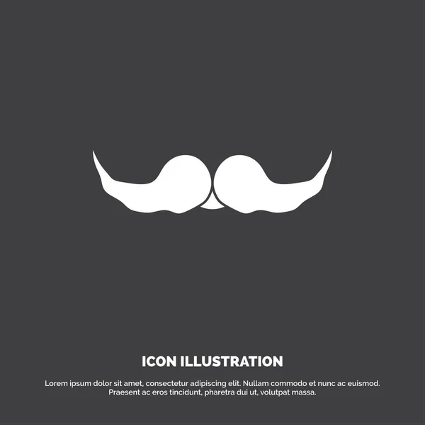 Moustache Hipster Movember Mâle Hommes Icône Symbole Vectoriel Glyphe Pour — Image vectorielle