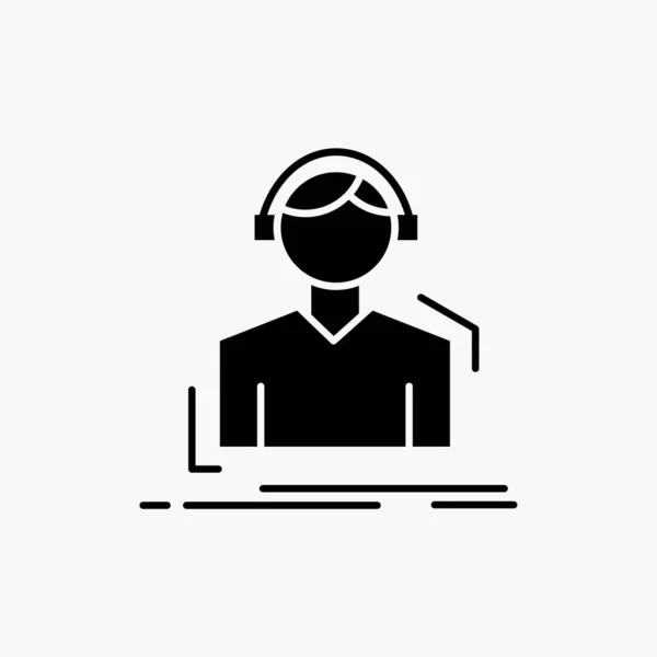 Ingénieur Écouteurs Écoute Mélomane Musique Glyph Icon Illustration Vectorielle Isolée — Image vectorielle