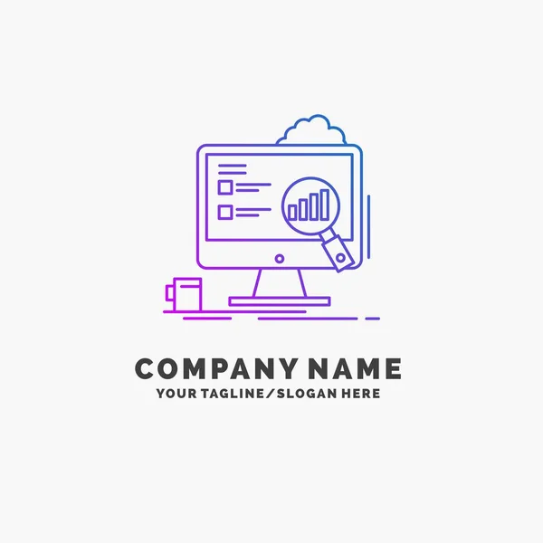 Analytics Bordo Presentazione Computer Portatile Statistiche Purple Business Logo Template — Vettoriale Stock