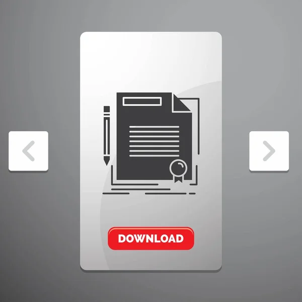 Соглашение Контракт Сделка Документ Бумага Glyph Икона Carousal Pagination Слайдер — стоковый вектор