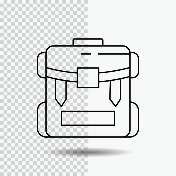 Bolsa Camping Cremallera Senderismo Línea Equipaje Icono Sobre Fondo Transparente — Vector de stock