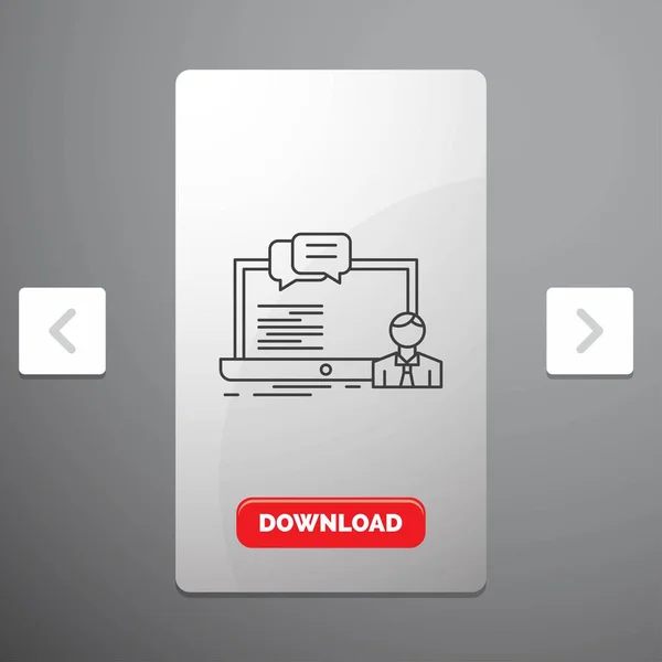 Treinamento Curso Line Computador Chat Ícone Linha Carousal Paginação Slider —  Vetores de Stock