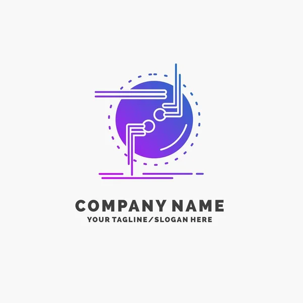 Cadena Conectar Conexión Eslabón Alambre Plantilla Logotipo Negocios Púrpura Lugar — Vector de stock