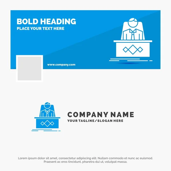 Blue Business Logo Template Voor Spel Boss Legende Meester Ceo — Stockvector