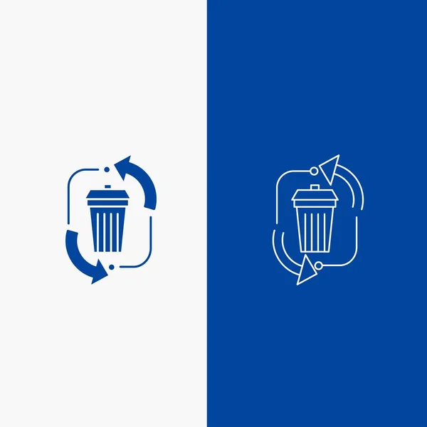 Waste Disposal Garbage Management Recycle Line Glyph Web Button Blue — Stock Vector