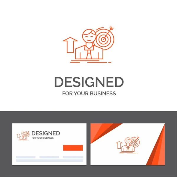 Business Logo Sjabloon Voor Succes Gebruiker Doel Bereiken Groei Oranje — Stockvector