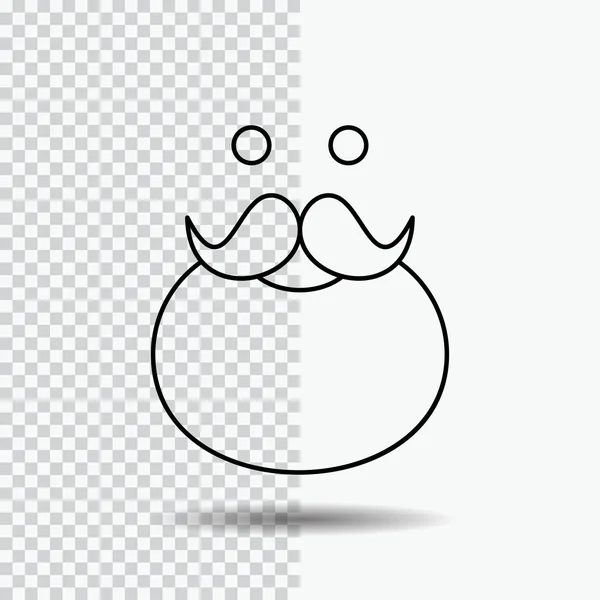 Moustache Hipster Movember Santa Beared Line Icon Transparent Background Black — Stock Vector