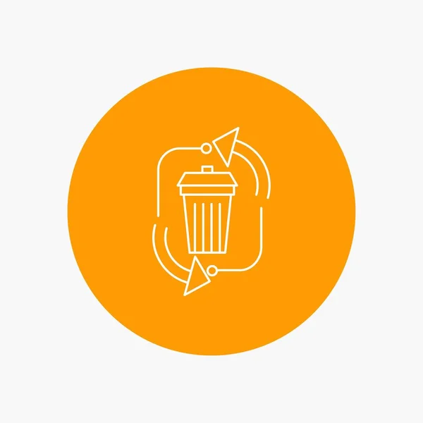 Αποβλήτων Διάθεση Σκουπίδια Διαχείριση Ανακύκλωσης Εικονίδιο Λευκή Γραμμή Στο Παρασκήνιο — Διανυσματικό Αρχείο