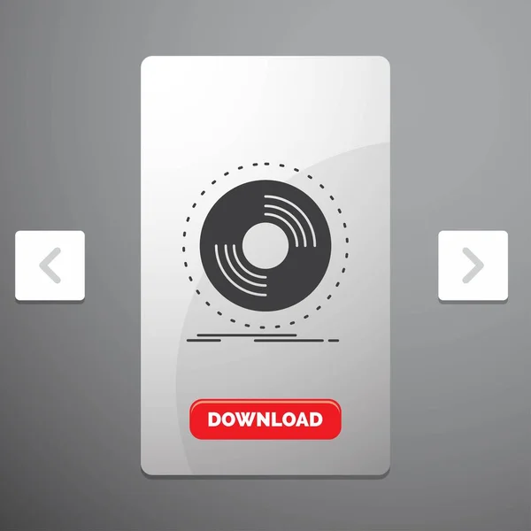 Disque Phonographe Disque Vinyle Glyph Icône Carrousel Pagination Slider Design — Image vectorielle