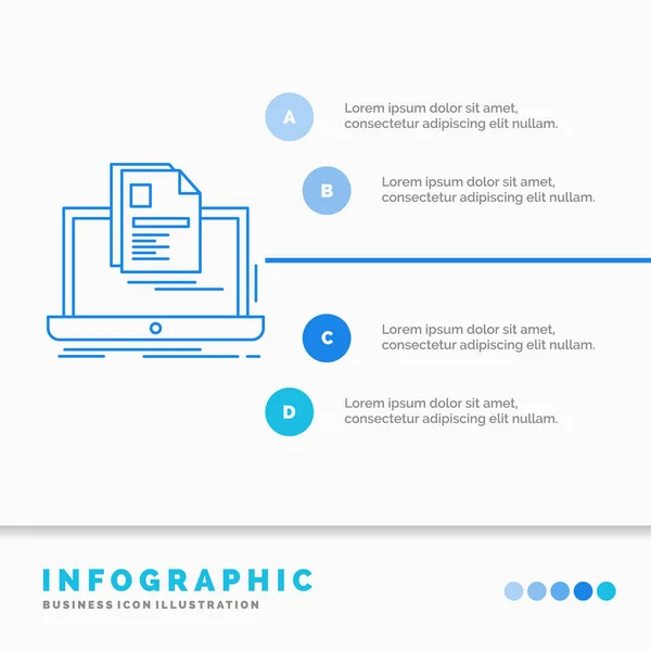 Cuenta Ordenador Portátil Informe Imprimir Reanudar Plantilla Infografías Para Sitio — Vector de stock