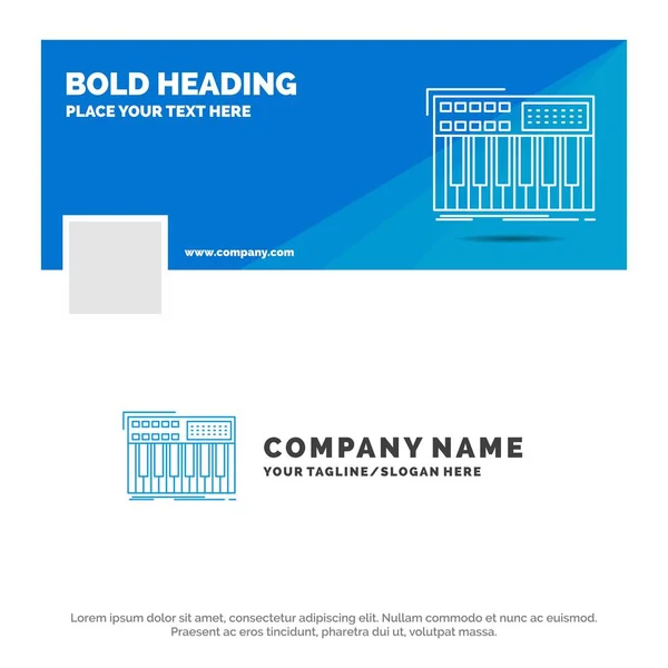Blue Business Logo Modelo Para Sintetizador Teclado Midi Sintetizador Sintetizador — Vetor de Stock
