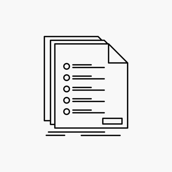 Comprobar Archivar Lista Listado Línea Registro Icono Ilustración Aislada Vectorial — Archivo Imágenes Vectoriales