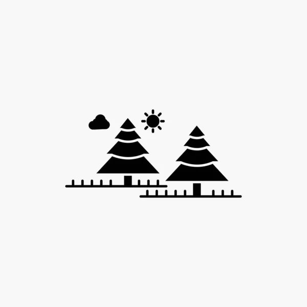 Bosque Camping Selva Árbol Pinos Glyph Icon Ilustración Aislada Vectorial — Archivo Imágenes Vectoriales