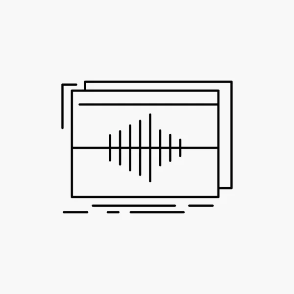 Audio Frequenza Hertz Sequenza Icona Della Linea Onda Illustrazione Isolata — Vettoriale Stock