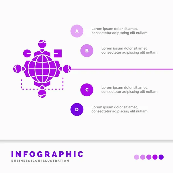会议信息图模板的网站和演示文稿 字形紫色图标信息图样式矢量插图 — 图库矢量图片