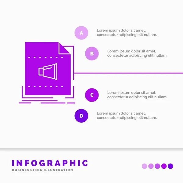 Audio Archivo Formato Música Sonido Infografías Plantilla Para Sitio Web — Vector de stock