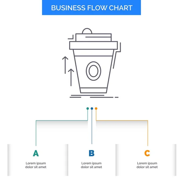 Product Promo Coffee Cup Brand Marketing Business Flow Chart Design — Stock Vector