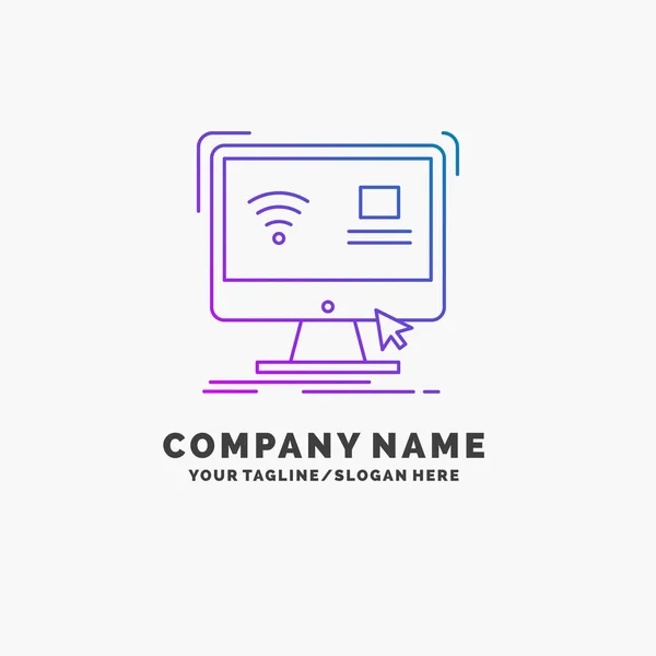 Control Computer Monitor Remote Smart Purple Business Logo Template Place — Stock Vector