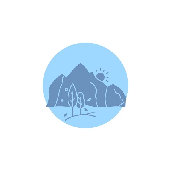 Hill Landschap Natuur Berg Boom Glyph Pictogram — Stockvector