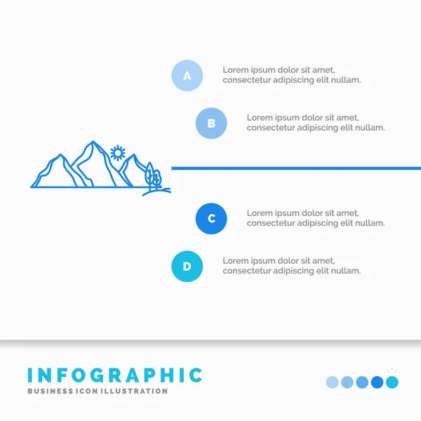 Hill Landscape Nature Mountain Scene Infographics Template Website Presentation Line — Stock Vector