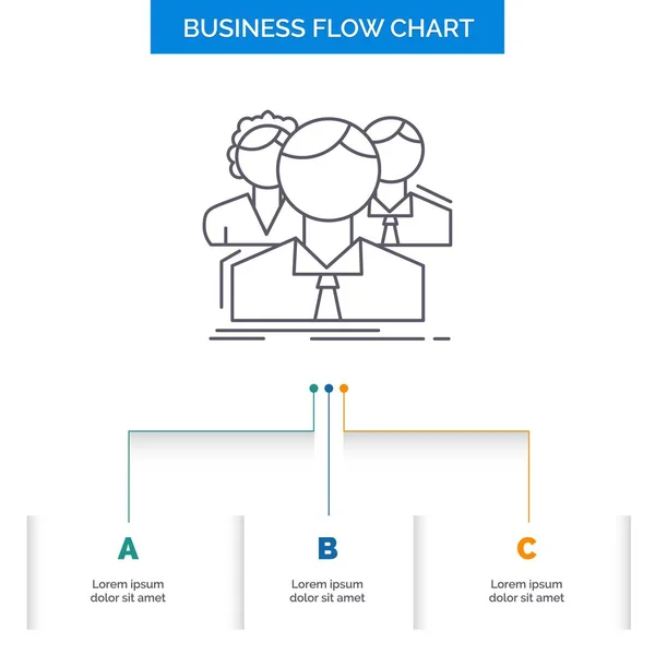 Grupo Multijogador Pessoas Equipe Line Business Flow Chart Design Com — Vetor de Stock