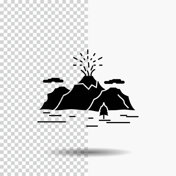 Λόφος Τοπίο Φύση Βουνό Έκρηξη Γλύφου Εικονίδιο Διαφανές Φόντο Μαύρο — Διανυσματικό Αρχείο
