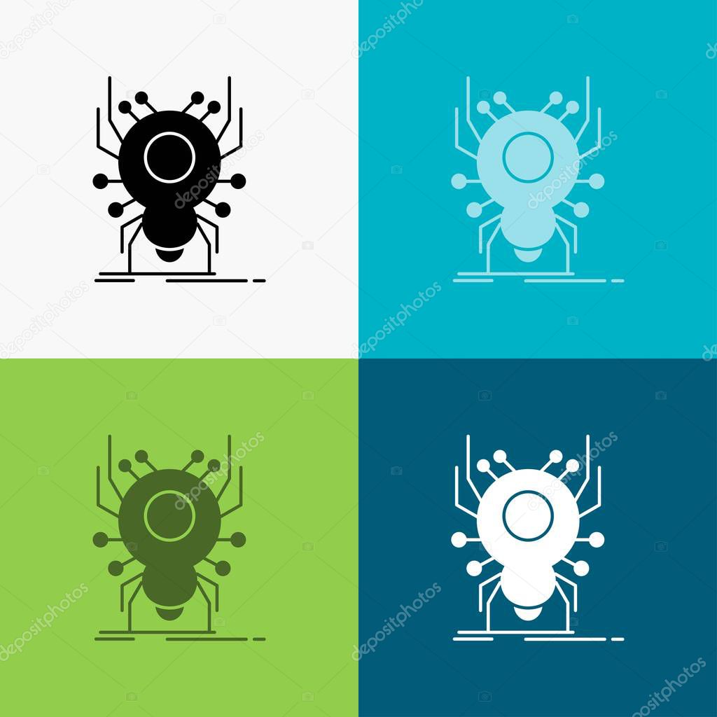 Bug, insect, spider, virus, App Icon Over Various Background. glyph style design, designed for web and app. Eps 10 vector illustration