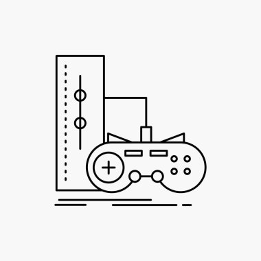 oyun, gamepad, joystick, oyun, playstation satırı simgesi. İzole vektör çizim