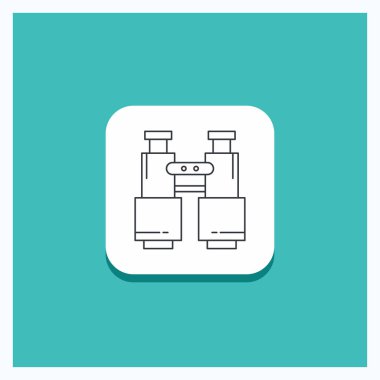 Yuvarlak düğmesi için dürbün bul, ara, keşfetmek, satırı simgesi turkuaz arka plan kamp