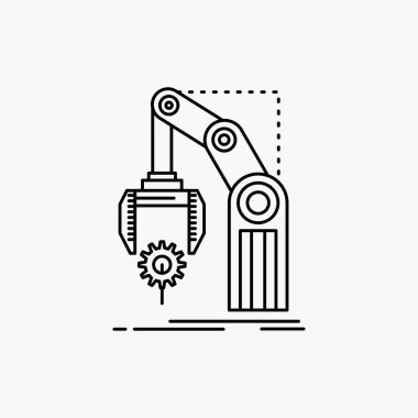 Otomasyon, fabrika, el, mekanizma, satırı simgesi paket. İzole vektör çizim