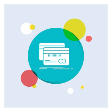 Bankacılık, kart, kredi, borç, beyaz glif simgesi renkli daire arka plan finans