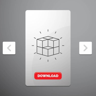 kutu, labirent, bulmaca, çözüm, Carousal Pagination Slider Design & Red Download Button küp Çizgi Simgesi