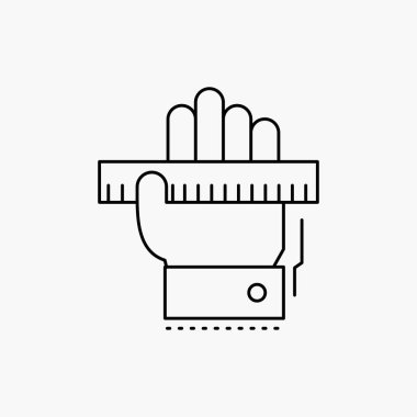 Eğitim, el, öğren, öğrenme, cetveli satırı simgesi. İzole vektör çizim