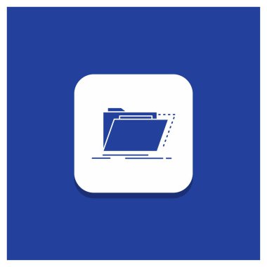 Arşiv, katalog, dizin, dosya, klasör glif simgesi mavi yuvarlak düğmesi