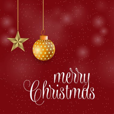 Yaratıcı tasarım ve kırmızı arka plan ile neşeli Noel kartı