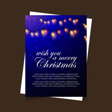 Neşeli Noel mavi bir ışık arka plan dilek
