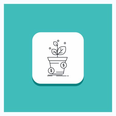 Düğme için doları, büyüme, yuvarlak pot, kar, iş satırı simgesi turkuaz arka plan