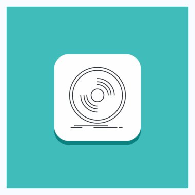Düğme için disk, dj, fonograf, yuvarlak kayıt, vinil satırı simgesi turkuaz arka plan