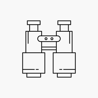 Dürbün, bul, ara, keşfetmek, satırı simgesi kamp. İzole vektör çizim