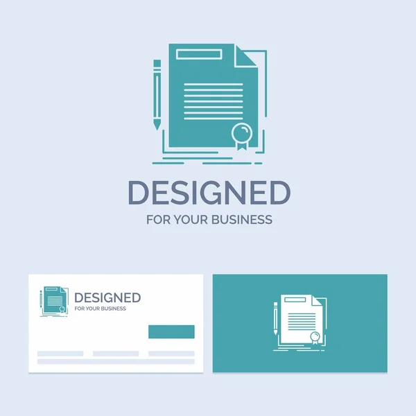 Contratto Contratto Accordo Documento Carta Business Logo Glyph Icon Simbolo — Vettoriale Stock