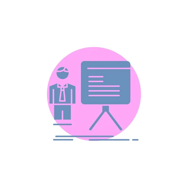 Presentación Hombre Negocios Gráfico Gráfico Progreso Glyph Icon — Vector de stock