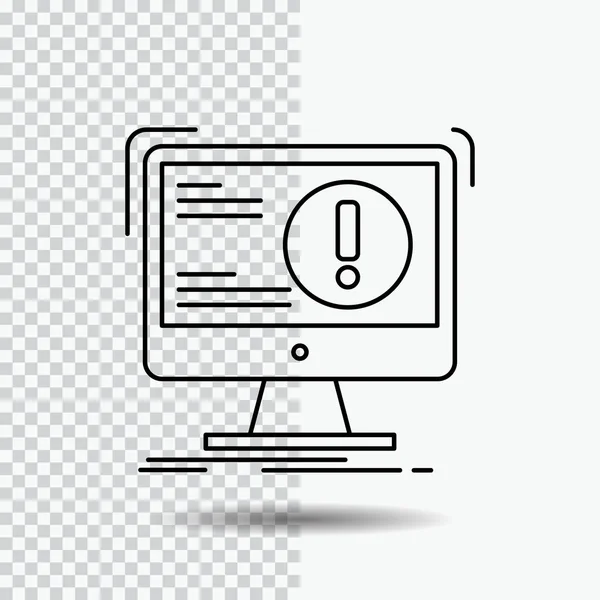 Alerte Antivirus Attaque Ordinateur Virus Line Icon Sur Fond Transparent — Image vectorielle