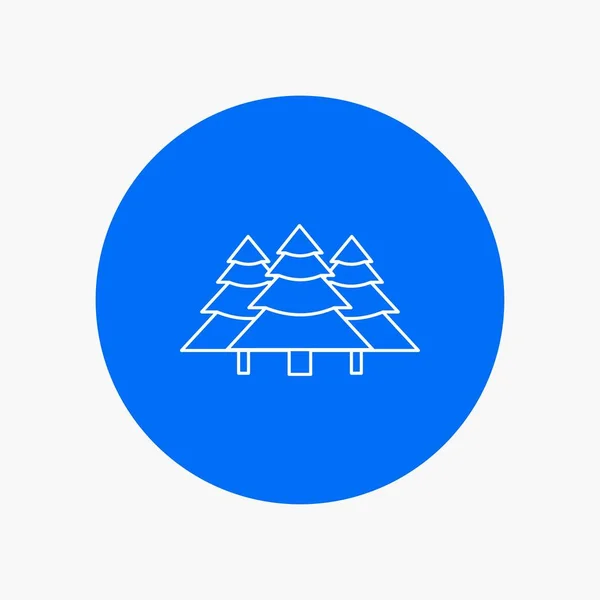 Bosque Camping Selva Árbol Pinos Icono Línea Blanca Fondo Del — Vector de stock