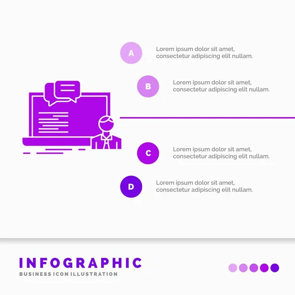 Formation Cours Ligne Ordinateur Chat Modèle Infographie Pour Site Web — Image vectorielle